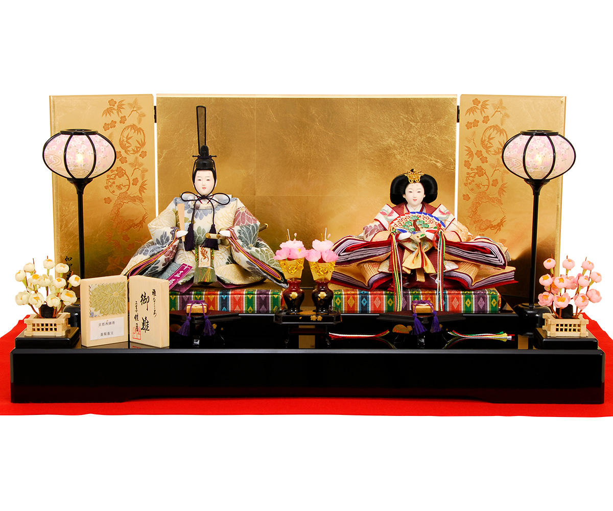 K-13 平飾り 雛人形 京都西陣帯 菱菊重文 【佳月オリジナル】|雛人形