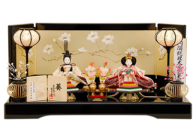 K-502 平飾り 雛人形　京都西陣帯 箔屋清兵衛　高台寺蒔絵【柴田家千代】