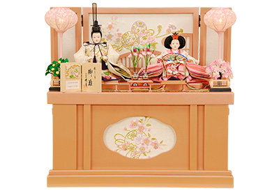 K-300 収納飾り 雛人形 京都西陣金襴　雪輪桜　白段織