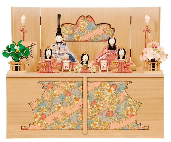 K-454 一秀作 五人飾り 収納飾り 【木目込人形】